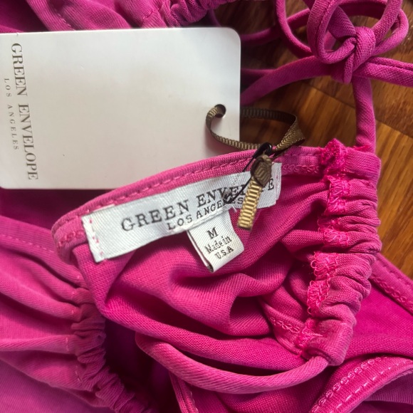 NWT Green Envelope Y2K-Style Hot Pink Long Halter Top with Tassel Fringe Medium - Picture 9 of 12